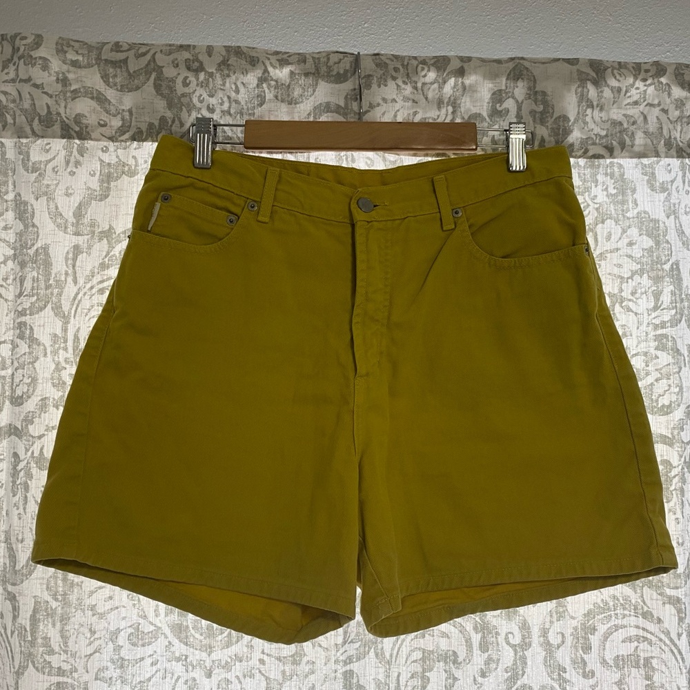 Bongo Vintage 90’s Y2K High Waisted Mom Denim Shorts Mustard Yellow 13
